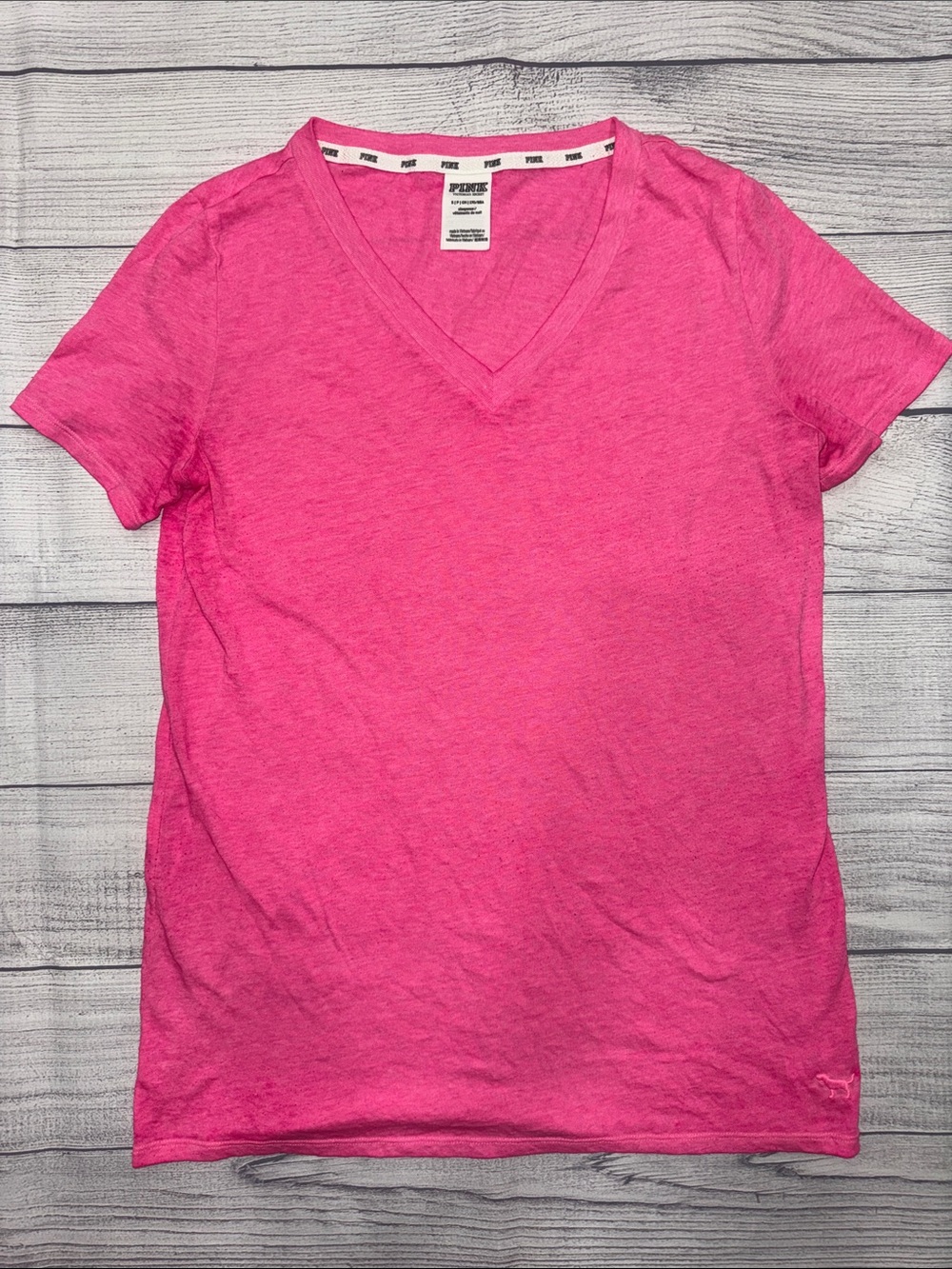PINK Victoria's Secret Bright Pink V-Neck Short Sleeve Tee